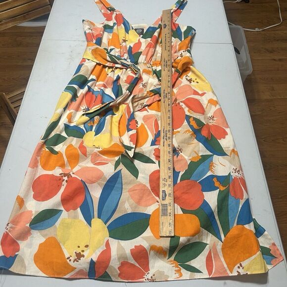 Vince Camuto Floral Midi Sundress Cream Yellow Orange Green Blue Size 14 - Picture 5 of 12